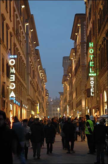 Street at night, Florence, February 12th, 2005