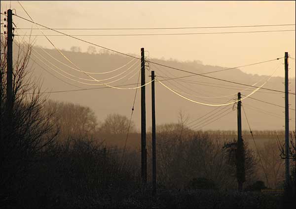 Gleaming wires, Fladbury, Worcestershire, January 10th, 2005